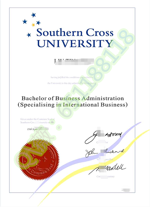 南十字星大学毕业证成绩单图片|Southern Cross University文凭