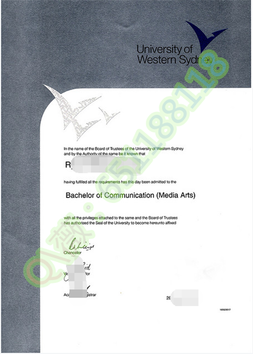西悉尼大学旧版毕业证图片|Western Sydney University文凭|WSU成绩单