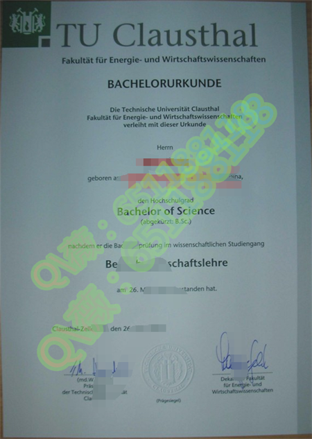 德国克劳斯达尔大学文凭样本|Technische Universität Clausthal毕业证|TU Clausthal成绩单