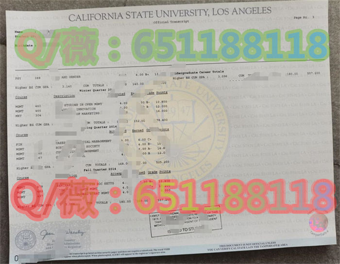 加利福尼亚州立大学洛杉矶分校成绩单样本|California State University, Los Angeles毕业证|CSULA文凭