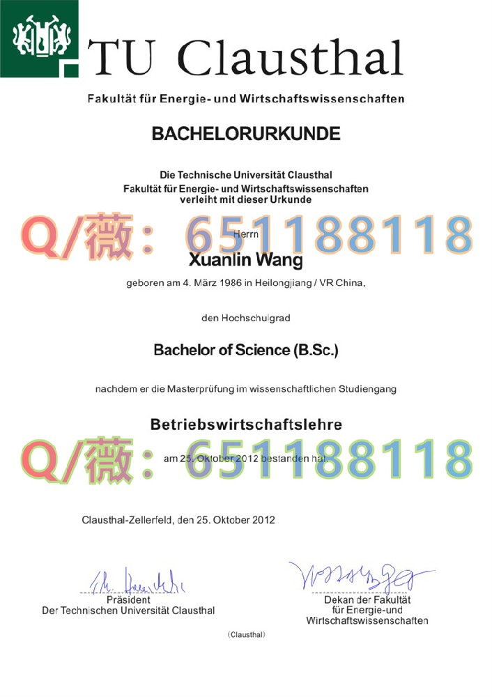 德国克劳斯塔尔工业大学毕业证样本|Technische Universität Clausthal文凭|TU Clausthal成绩单