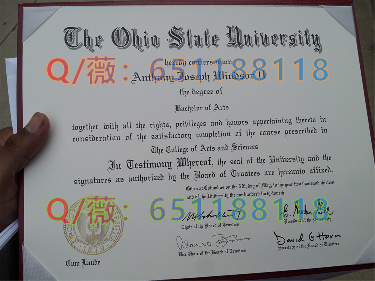 俄亥俄州立大学毕业证样本|The Ohio State University diploma|OSU文凭