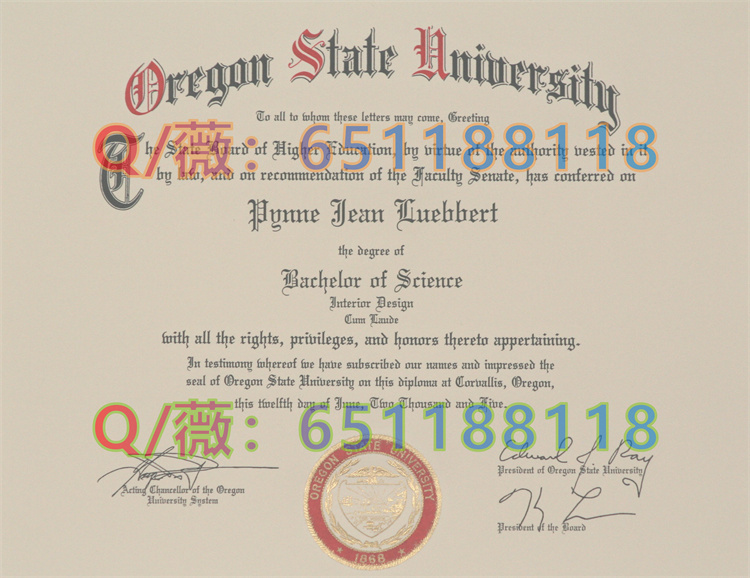 俄勒冈州立大学毕业证样本|Oregon State University文凭