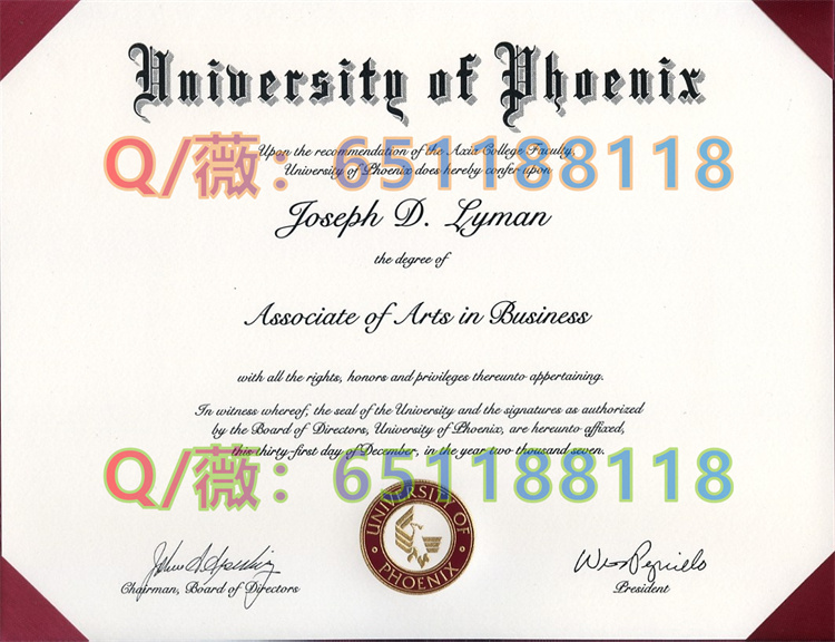 菲尼克斯大学毕业证样本|University of Phoenix diploma|UPX文凭