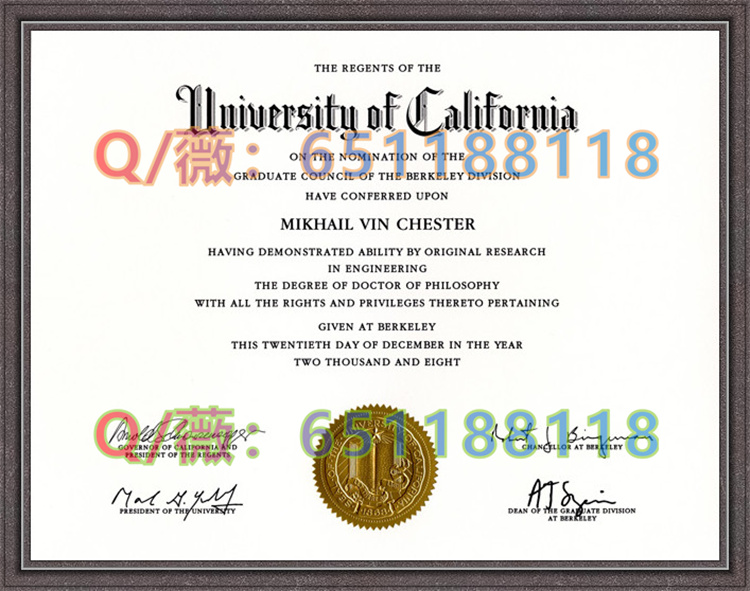 加州大学伯克利分校毕业证样本|University of California，Berkeley文凭