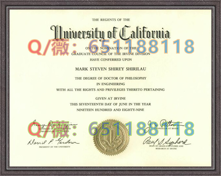 加州大学欧文分校毕业证样本|University of California, Irvine diploma|UC Irvine文凭
