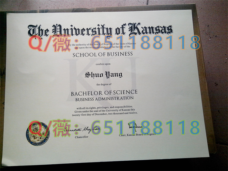 堪萨斯大学毕业证样本|University of Kansas diploma|KU文凭