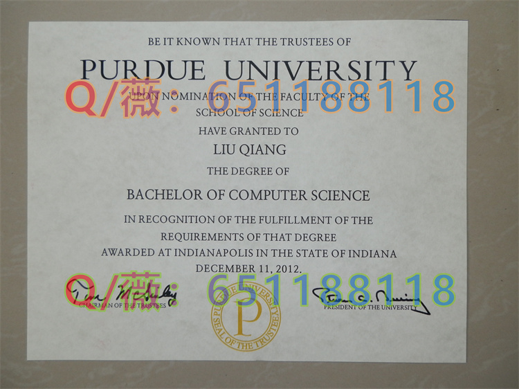美国普渡大学毕业证样本|Purdue University West Lafayette文凭