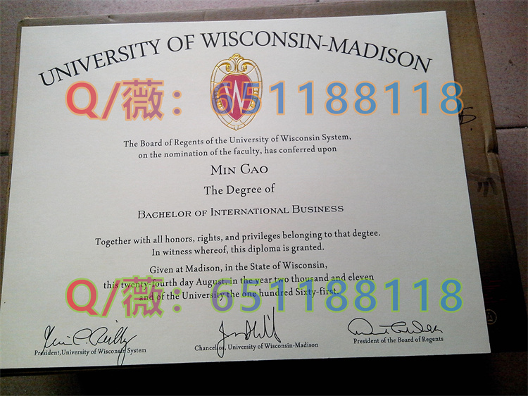 威斯康星大学麦迪逊分校毕业证样本|University of Wisconsin–Madison diploma|UW–Madison文凭