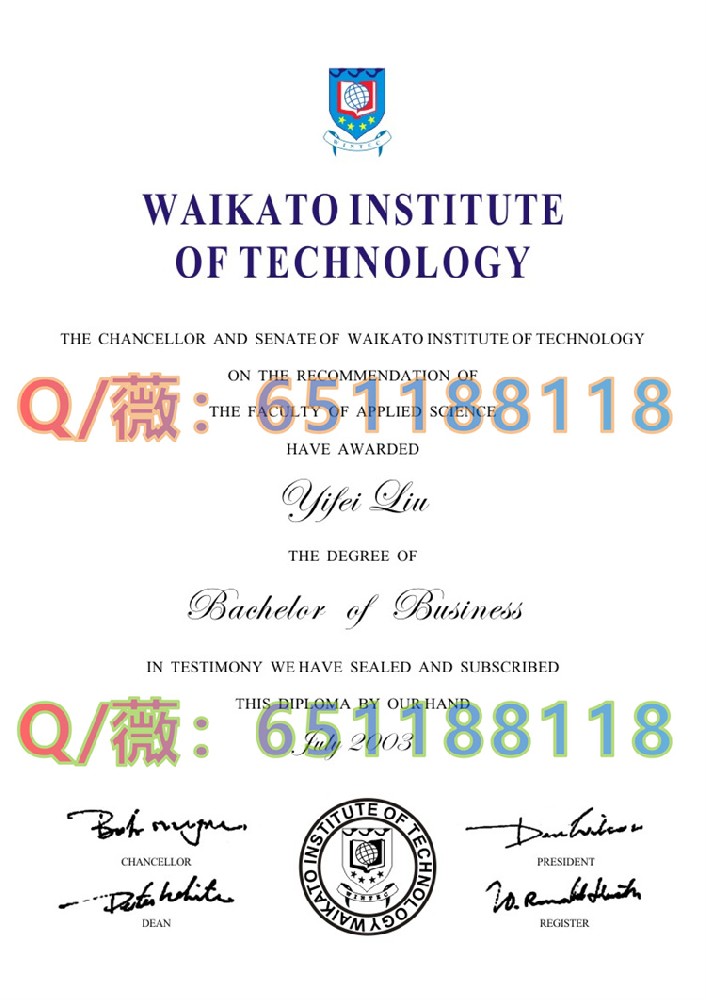 新西兰怀卡托理工学院毕业证样本|Waikato Institute of Technology文凭